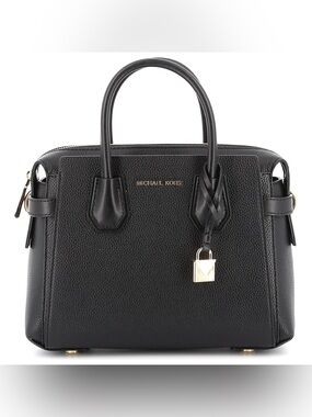 Michael Kors Mercer Small Belted Satchel Black Leather Crossbody NWT